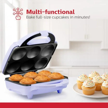 Non-Stick 6-Count Electric Cupcake Maker Machine Bakes 6 Cupcakes Muffins Pizza Cups Cinnamon Buns Perfect for Gifts Birthdays