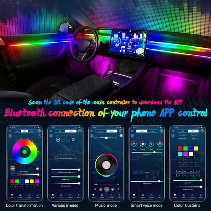 For Tesla Model 3 Model y Car Ambient Lights RGB 64Colors LED Interior Hidden Acrylic Strip Symphony Atmosphere Lamp Accessories