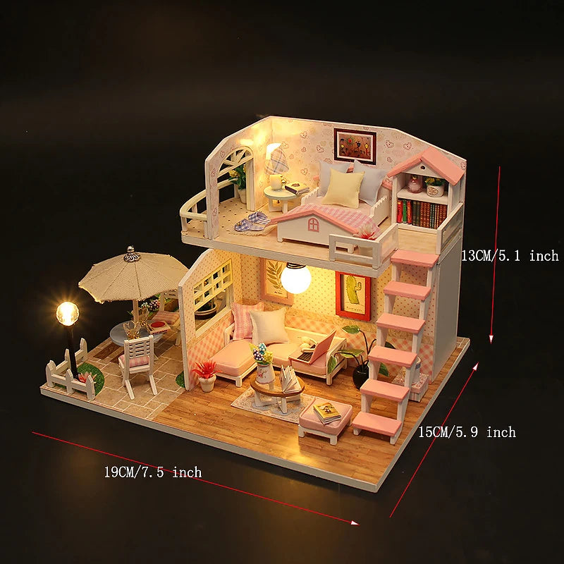 Mini DIY Book Nook Doll House Wooden Case Miniature Furniture Dollhouse Bookshelf Shelf Insert Toys For Girlfriend Birthday Gift