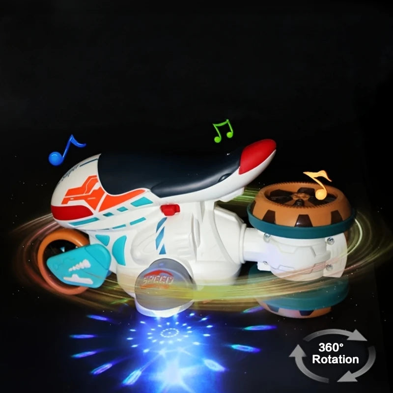 Children's Electric Toy Car，360Rotating Blue Police Car，Cool lights with music，Perfect Holiday Gift（Does not include batteries）
