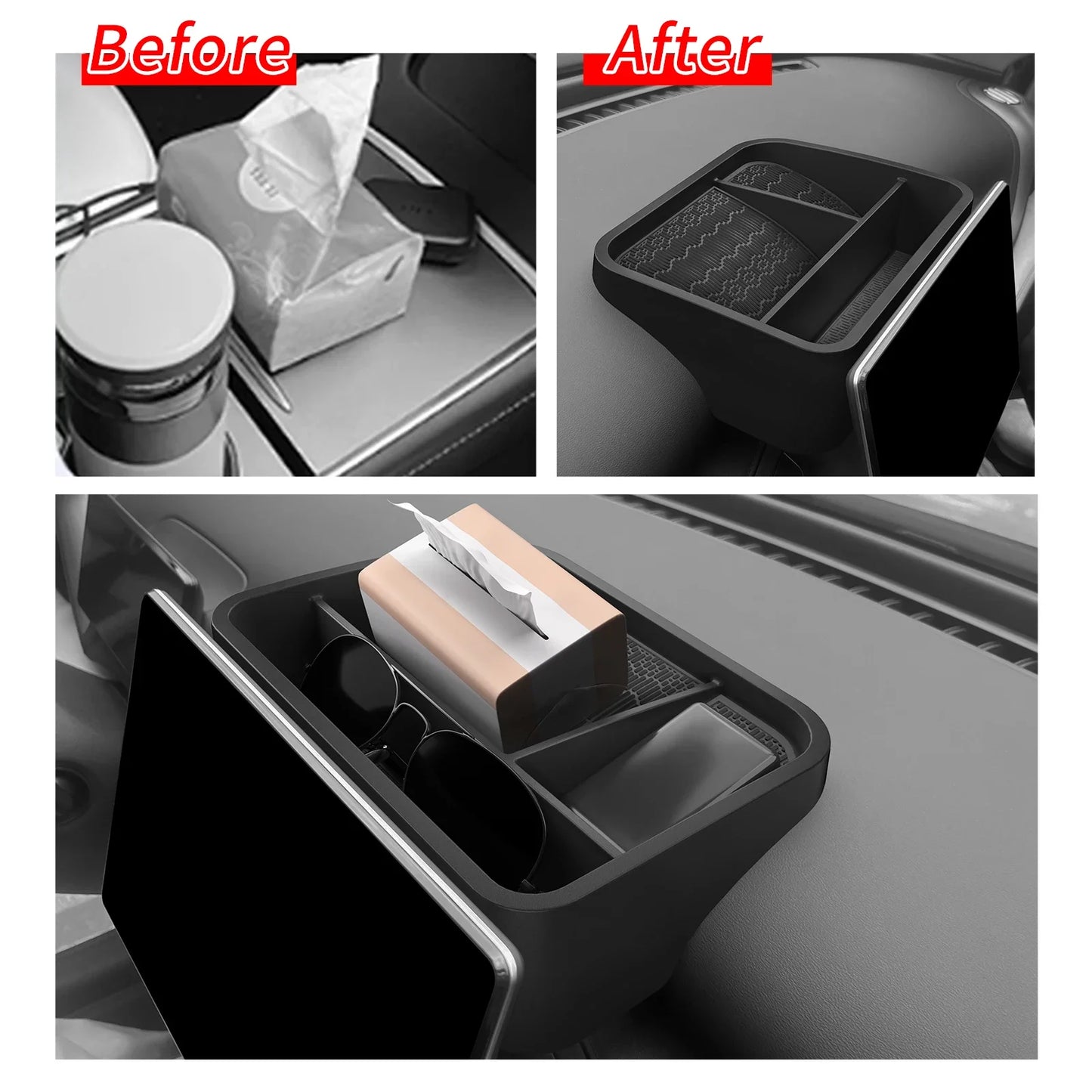 for BYD ATTO3 2025 2026 Car Dashboard Storage Tray Display Screen Rear Storage Box Tray Organizer Accessories