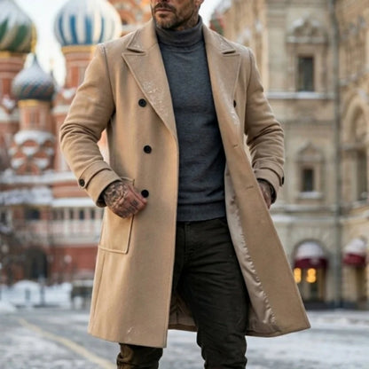 Fall/Winter Men's Wool Blends Overcoat Double-Breasted Knee-Length Trench Coat | Business-Casual & Streetwear Outerwear for Men