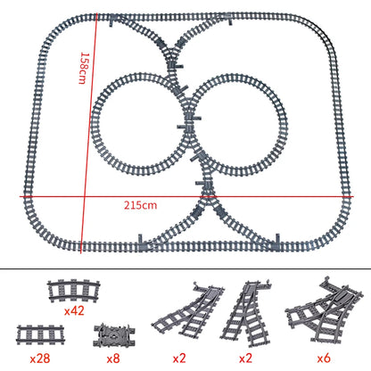 City Trains Flexible Tracks Forked Straight Curved Rails Switch Building Block Bricks High-Tech Creative Toys for kids gifts
