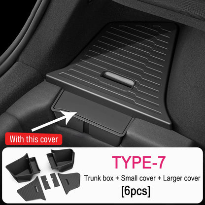 For Tesla Model Y Juniper 2025 2026 Car Trunk Side Storage Box Cover plate organizer Car trunk side storage box refit Accessorys
