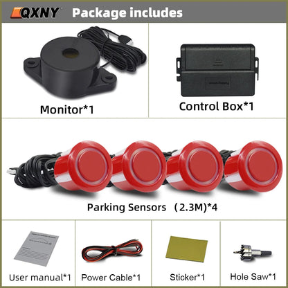 Car Auto Parktronic Reverse Backup Radar With 4 Parking Sensors Kit Buzzer Sound Alarm Detector System Rear No Display Monitor