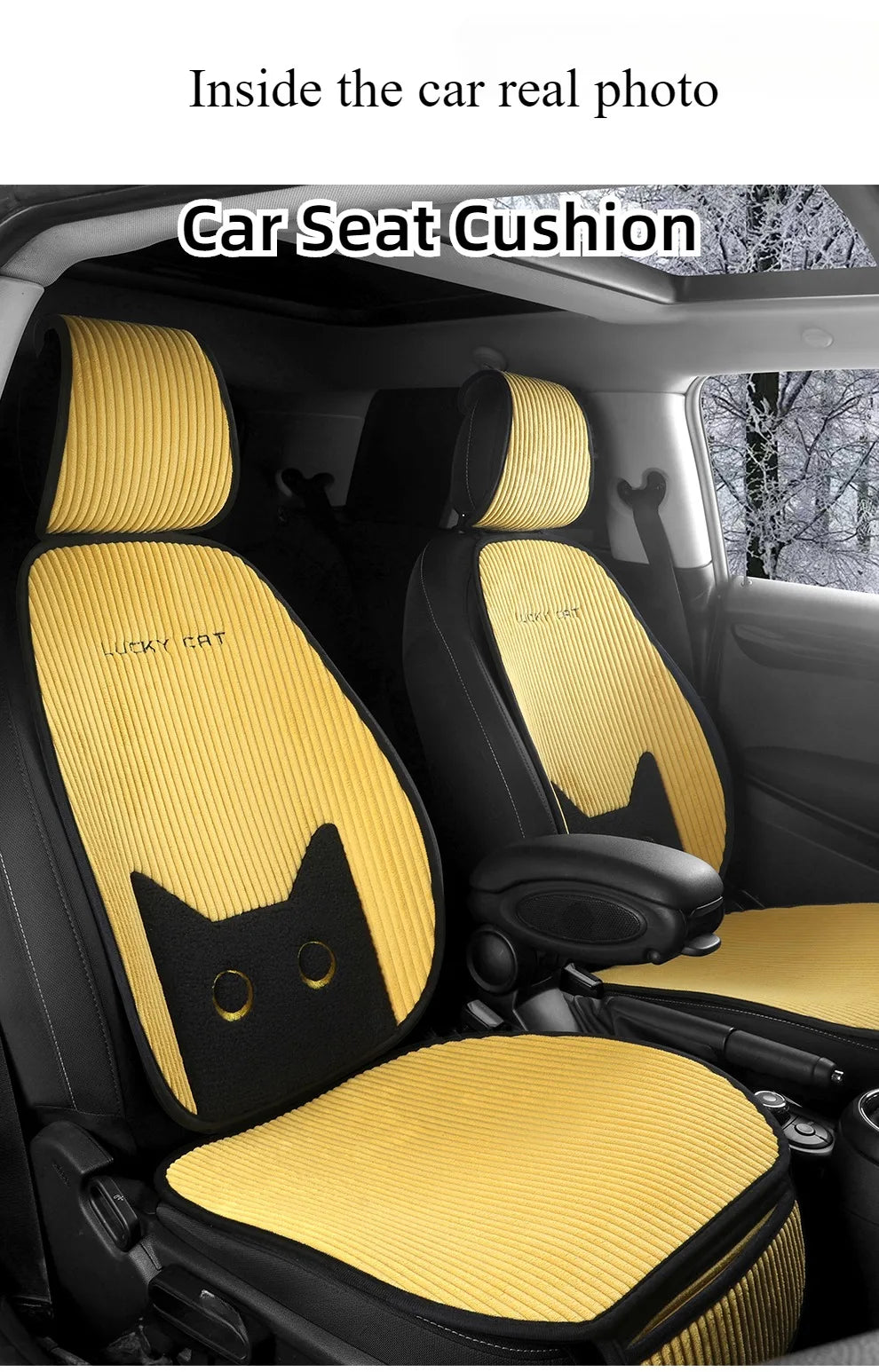 Lucky Kitten car seat covers, Corduroy Seat Cushion with Storage Bag Suitable for More Than 95% Car Models Trucks, Sedans SUVs