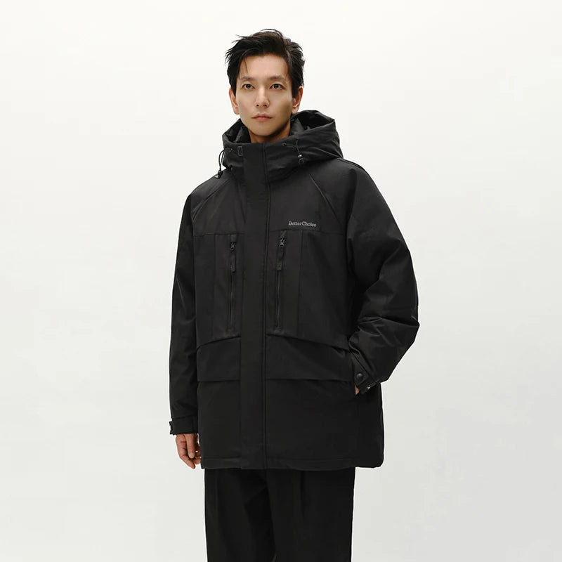 Semir Down Jacket Men Mid-Length Hooded Sport Colorblock 2025 Winter Man Clothes Warm Outerwear Windproof Warm Colorblock Design