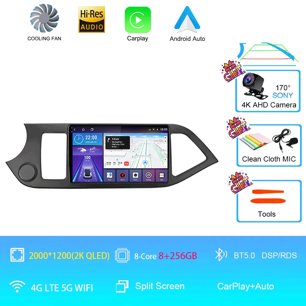 Android 16 For KIA PICANTO Morning 2011 2012 2013 2014 2015 2016 Carplay Auto Multimedia Car Radio Navigation Player WIFI+4G DSP