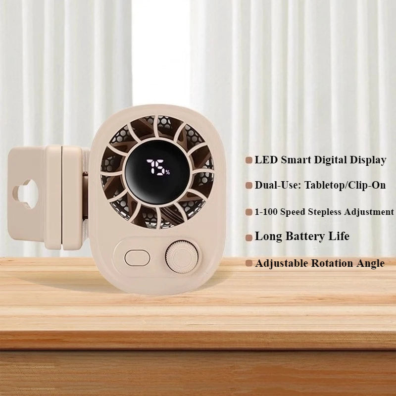 Eary Portable Car Clip On Fan With 1800mAh 360 Rotate 100 Speeds Wind Adjustable USB Rechargeable Summer Cooler Fan Car Electric