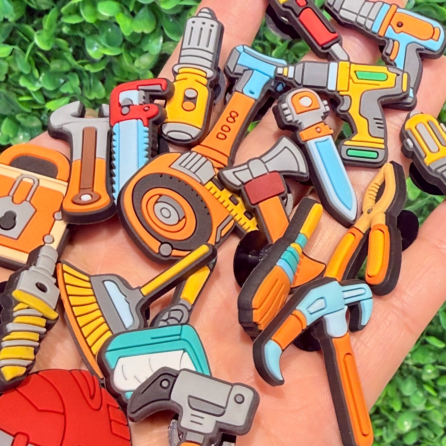 1-20pcs Tool Box Safety Helmet Tape Measure PVC Sandal Shoe Charms Buckle Clog Fit Wristbands Backpack Decorations Kid Gift