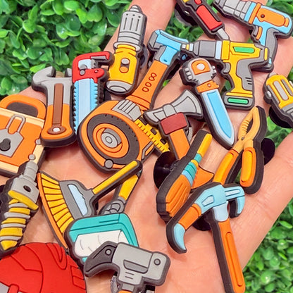 1-20pcs Tool Box Safety Helmet Tape Measure PVC Sandal Shoe Charms Buckle Clog Fit Wristbands Backpack Decorations Kid Gift