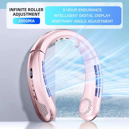 Lenovo 8000mAh Hanging Neck Fan Portable Bladeless USB Rechargeable Mute LED Digital Display Electric Air Cooler USB Handheld