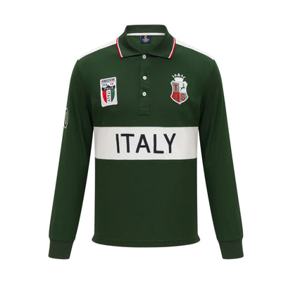 Men's Polo Shirt Europe Italy Long Sleeve Casual High-End Cotton Embroidery Luxury Stitching Contrast Color Original Design