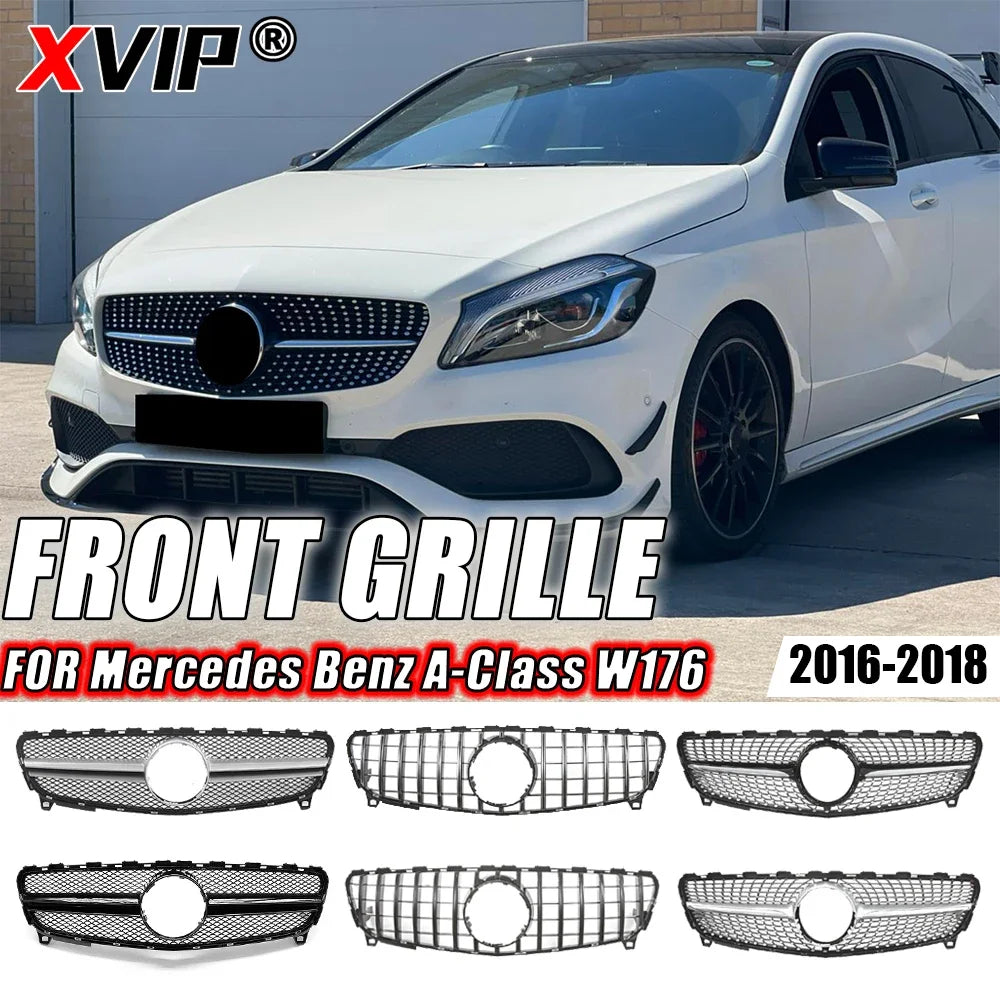 XVIP Diamonds Style Grille For Benz A-Class W176 2016-2018 A180 A200 A250 A45 AMG Front Racing Grille GTR Style Bumper Grille