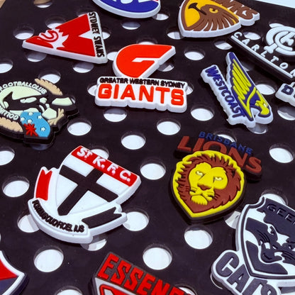 19-100pcs AFL Teams Australia Shoe Buckle Sandals DIY Accessories PVC Shoes Charms Clogs Pins Decor Kids Man Party Gift