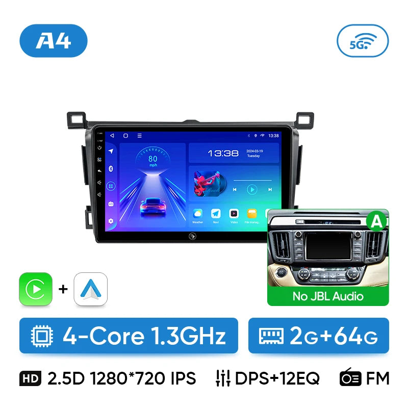 Ainavi Car Radio For Toyota RAV4 2013 2014 2015 2016 2017 2018 2019 XA40 RHD Android 13 Auto Wireless Carplay Car Multimedia DIN