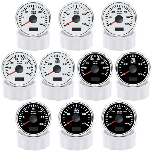 3000/4000/6000/7000/8000 RPM Gauge with Hourmeter Gauge 52mm Tachometer Waterproof 7 Color Backlight Tacho Gauge For Car Boat
