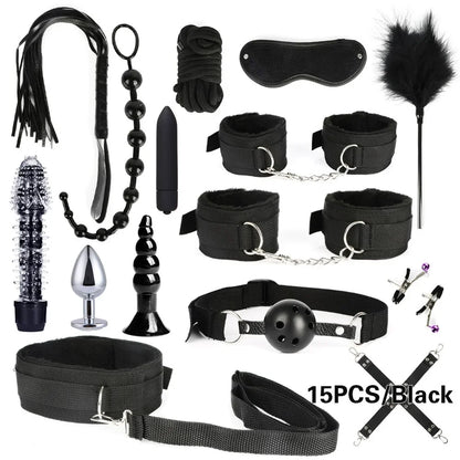 Sex Products Erotic Toys for Adults BDSM Sex Bondage Set Handcuffs Nipple Clamps Gag Whip Rope Sex Toys For Couples