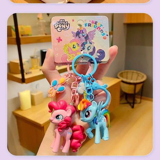 Genuine My Little Pony Car Keychain Charm Cute Bag Pendant Anime Figures Sweet Gifts For Friends And Family Birthday Festivals