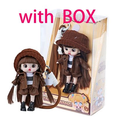 13cm Bjd Doll Trendy Collectible Toy Four Series Styles Changeable Outfit Phone Backpack Pendant Free Dopamine Color Lanyard Mul