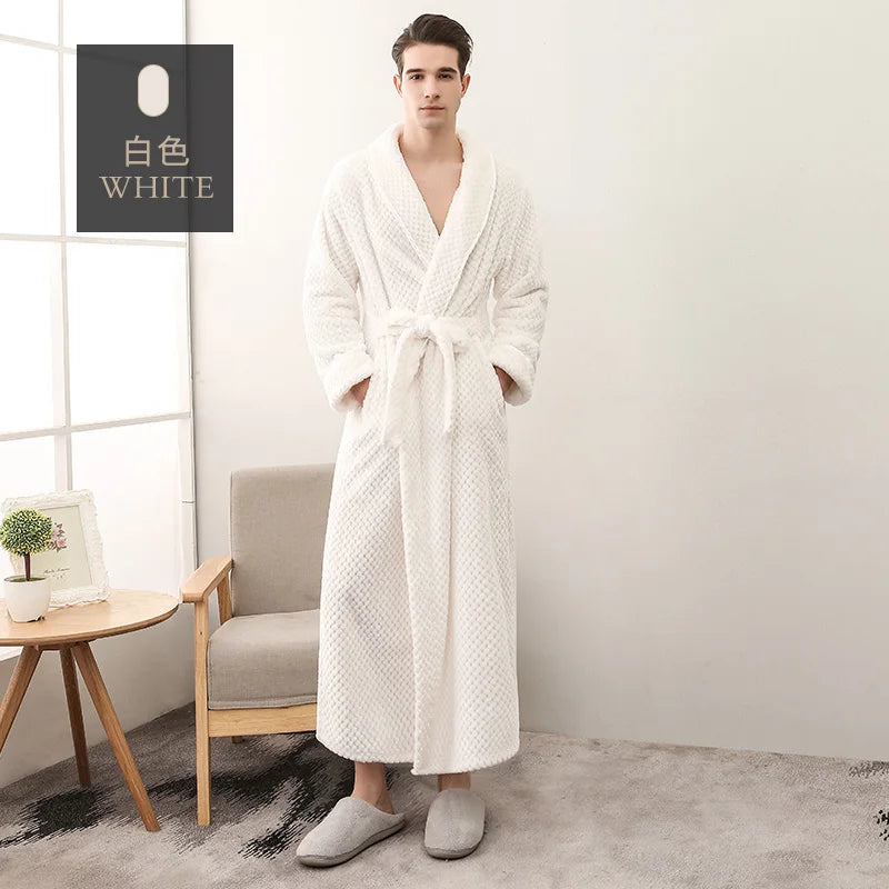 Thickened Extended Bebe Velvet Couple Robe Women's Winter plus Size Fashion Sleepwear Men's XXXL Sexy Home Clothes Pyjamas