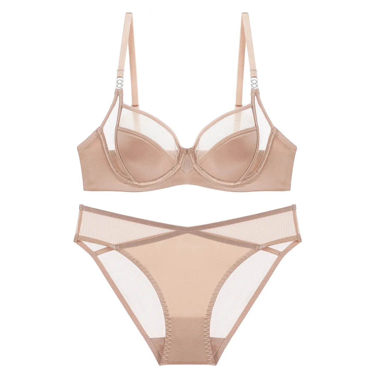 Women Stylish Summer Lingerie Set Satin Soft Wire Bra Push Up Support Anti Sagging Uplifting Minimizing Comfort Daily Wear