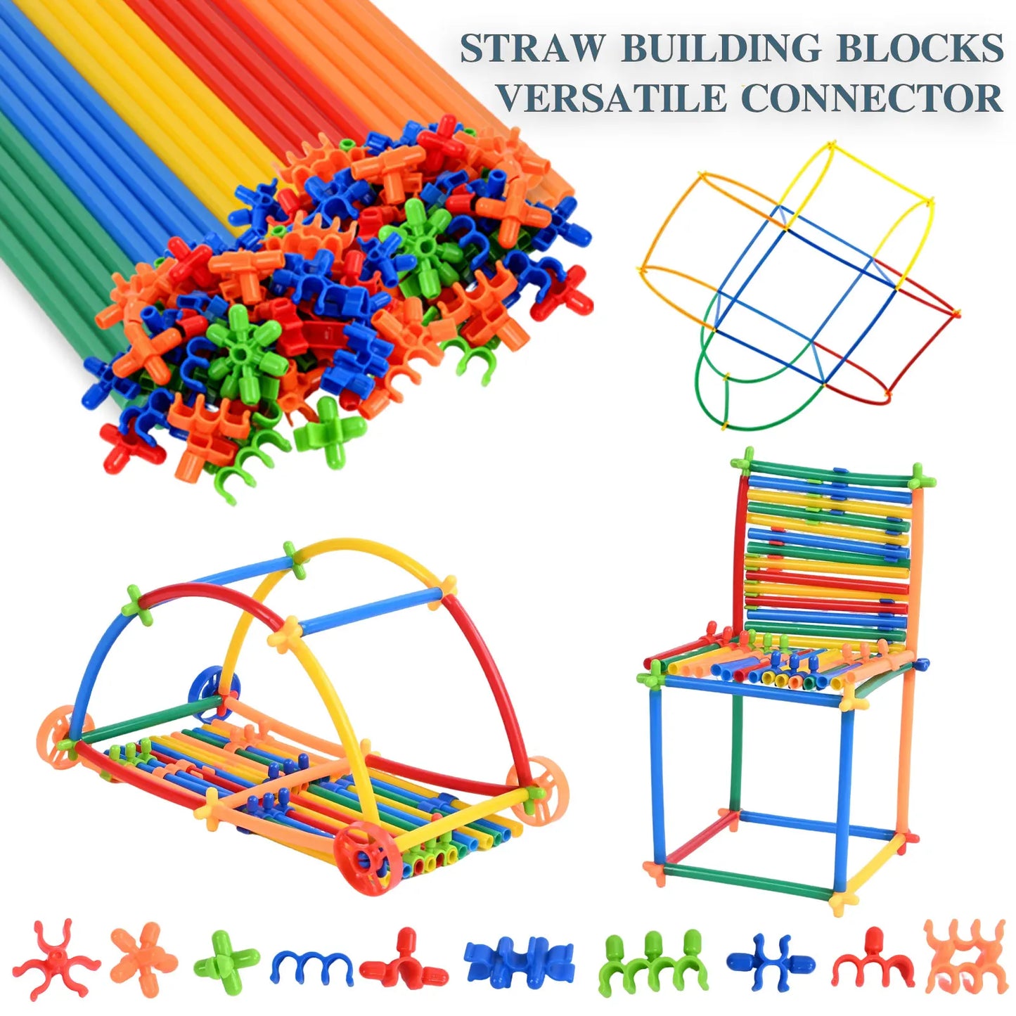 Children'S Versatile Colorful Straw Toys, Kindergarten Smart Sticks, Assembled Houses, Space Construction, Diy Building Blocks