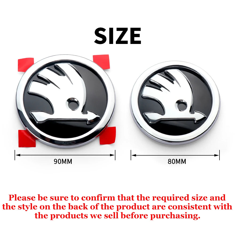 8/9/10cm Emblem Car Front Hood Badge Rear Trunk Sticker for Skoda Octavia Rapid Fabia S Logo Superb KAMIQ Kodiaq VRS Accessories