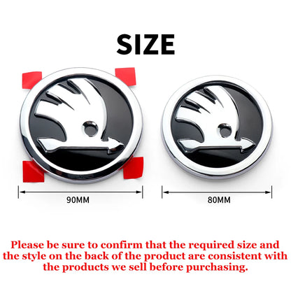 8/9/10cm Emblem Car Front Hood Badge Rear Trunk Sticker for Skoda Octavia Rapid Fabia S Logo Superb KAMIQ Kodiaq VRS Accessories