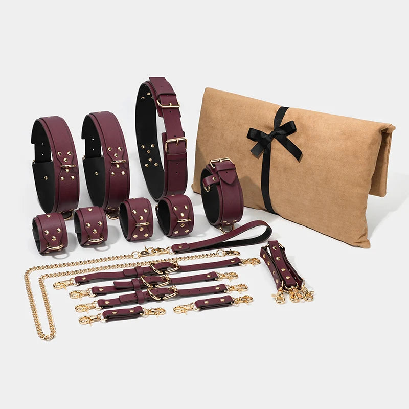 Puppy play Bondage Gear Handcuffs Wrist Ankle Thigh Cuffs Collar Restraints for Adult Fetish Play Sex Scene Simulation Cosplay