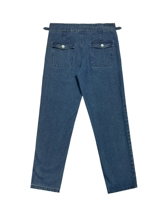 Elegant casual denim style Italian comfortable fabric button high waisted pants men's suit pants, suitable for daily commuting