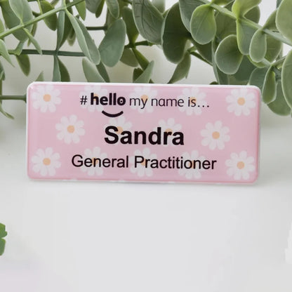 Personalized Custom Name, Rainbow Polka Dot Hello My Name Is, Name Badge Nurse, Midwife Hospital, Doctor Nurse, Intern