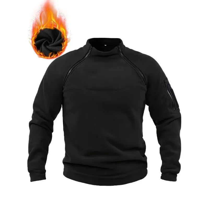 Men's Tactical Fleece Zipper Pullover Windproof Thermal Military Outdoor Winter Warm Hiking Sweatshirts Combat Training Sweater