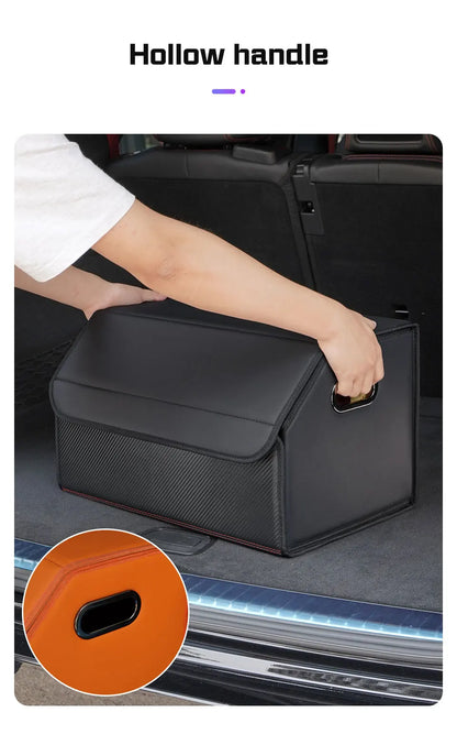 Portable Car Trunk Organizer Box Large Capacity Leather Foldable Storage Box Multifunctional Auto Organizer Bag Car Accessories