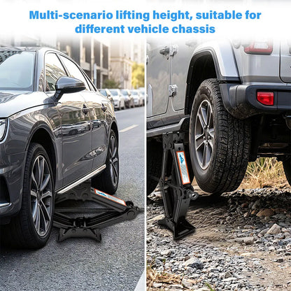 1.5T/2T Car Scissor Jack Auto Emergency Crank Lift Stand Labor-Saving Repair & Tire Replacement Tool with Wrench for SUV Vehicle