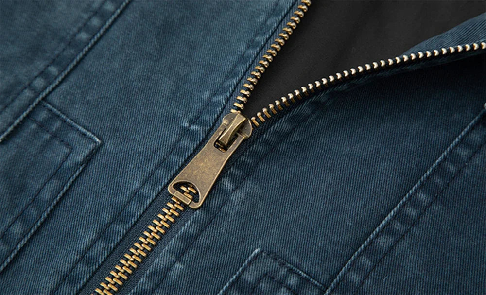 Men's Washed Cotton Denim Jacket American Vintage Multi-Pocket Lapel Workwear Jacket Men 2025 Loose-Fit Business Casual Menswear