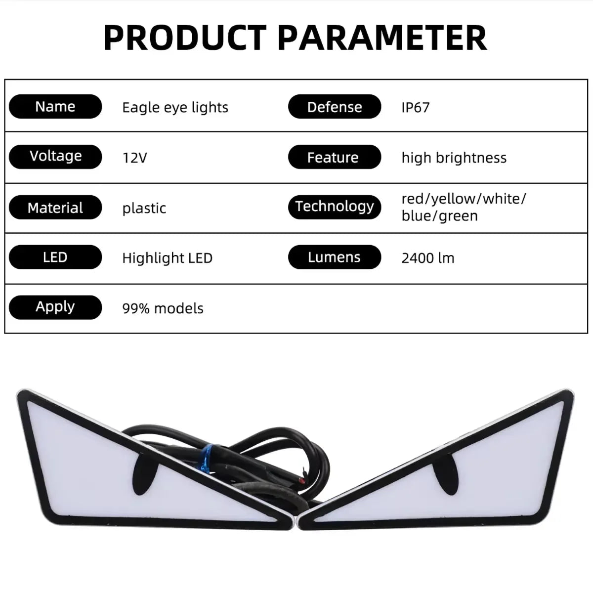 2PCS Car LED Devil Eyes Light Universal Demon Eyes Headlight Motorcycle Mini Turn Signal Flasher Tail Lamp Auto Decoration Light