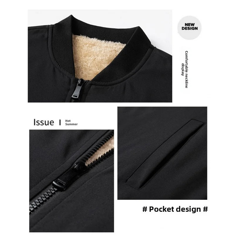 Lamb Velvet Jacket Winter Warm Baseball Collar Jacket Men'S 2025 New Fashion Casual Jacket Jackets Trench Coat Fishing Hoodies