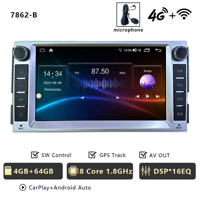 CHSTEK Android 13 Car Radio For Hyundai Santa Fe 2007 2008-2012 Head Unit Carplay Bluetooth WIFI 4G GPS Multimedia Vedio Player
