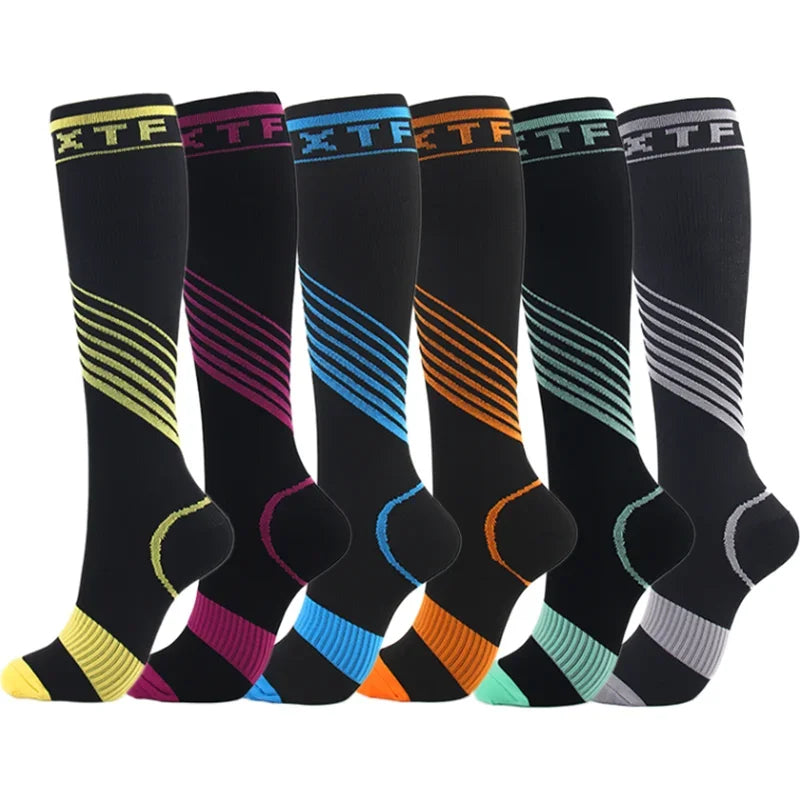 3/5/6 Pairs Compression Socks Exercise Mountaineering Running Sports Socks Elastic Medical Blood Circulation Swelling Nurse Sock