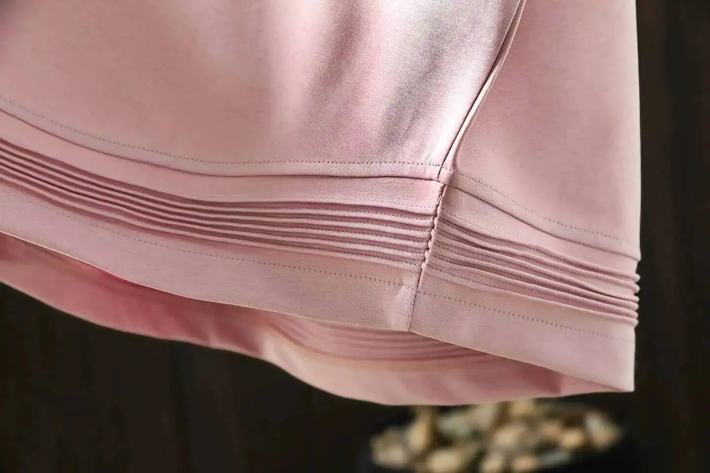 Pink Short-sleeve Women Top 2026 Stylish Summer New Design Pleated Hem Loose T-shirt ZF2158