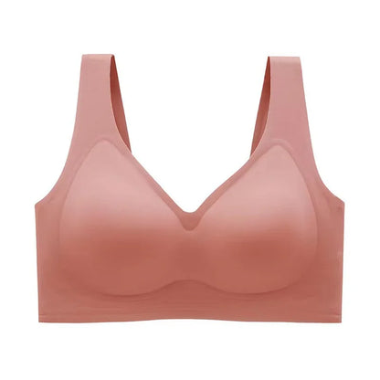 Large Size Thin Jelly Anti-Sagging Adjustable Large Breasts Appear Smaller Seamless Women's Rimless Bra Sexy Female Lingerie