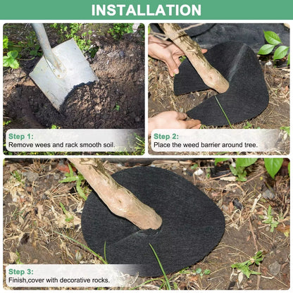 5Pcs Non-Woven Tree Mulch Ring Weed Control Mat Landscape Fabric Anti-Grass Root Protector Barrier Garden Plant Cover 15-82cm
