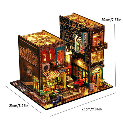 DIY 3D Puzzles Wooden Doll House Figurines Miniatures Bookend Assembled Houses Toys For Friends Birthday Gifts Home Decoration