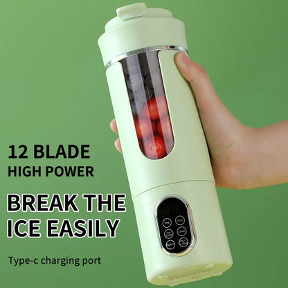 New 530ml Portable Juicer Wireless USB Charging Mini Juicer Crushed Ice Electric Juicing 12 Blade Fresh Juice Blender