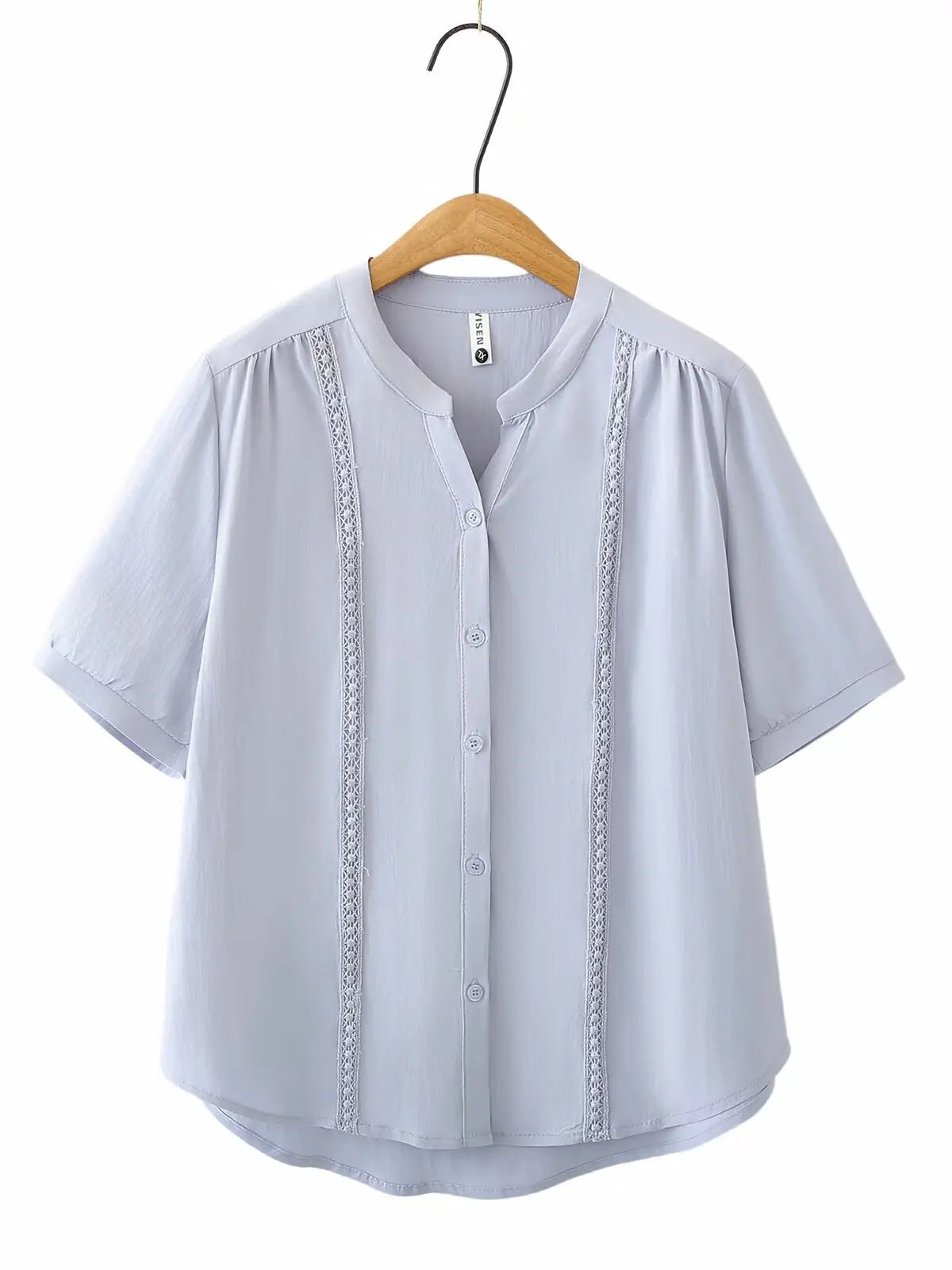 Slimming Short Sleeve Shirt for plus Size Women Stylish French Style Loose Fit Summer Top Single Button Closure Regular Length