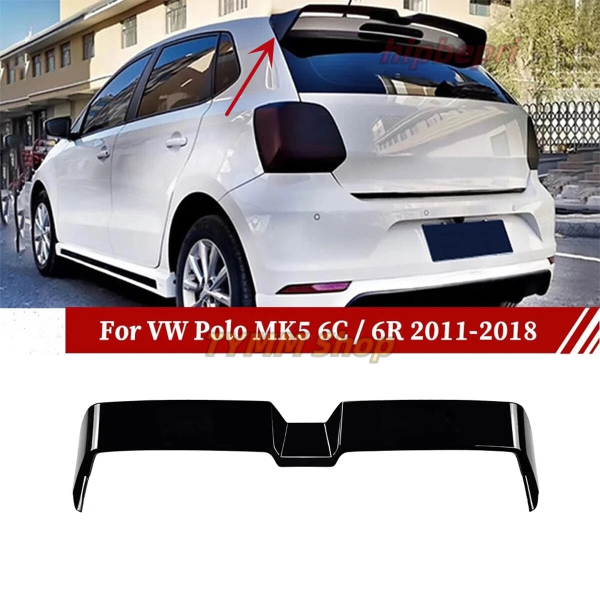 OTG STYLE Car Rear Boot Roof Lip Spoiler Wing For VW POLO MK5 6R 6C 2009-2017 Glossy Black Rear Boot Tail Wing Lip