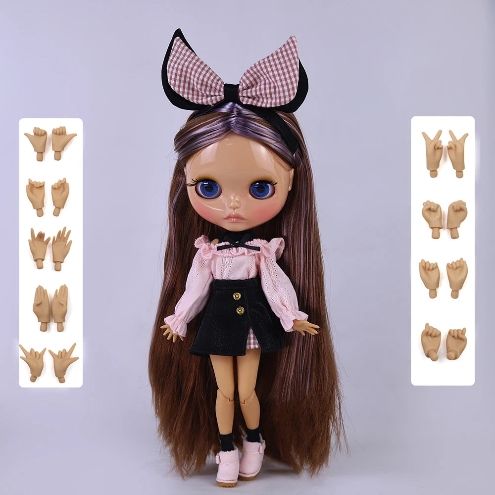 ICY DBS Blyth Doll 1/6 Joint 30cm tan Skin Glossy Face Female Set Doll BJD Toy Gift