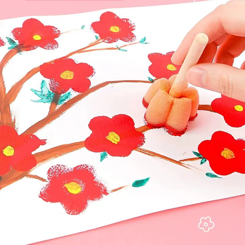 Children Drawing Sponge Brush Toys Art Craft Halloween Drawing Graffiti Tools Teaching Incentive Supplies Roller Seal Stamp TMZ