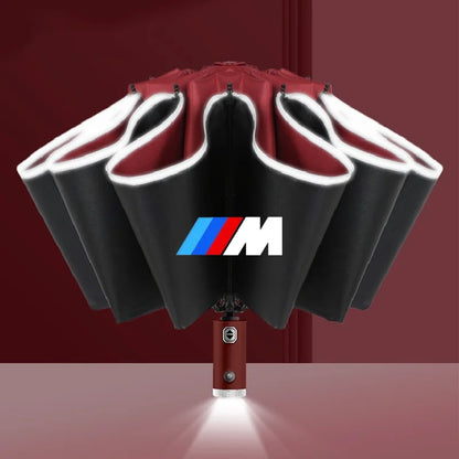 Car Umbrella With LED Flashlight Reflective Stripe Umbrella For BMW M E30 E39 E46 E90 E93 E60 F10 M5 M6 M7 X4 X5 X1 accessories